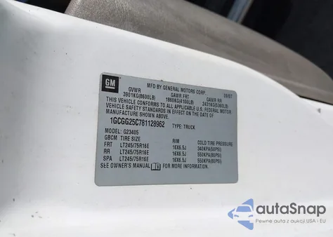 2008 Chevrolet Express Work Van from USA, damaged, VIN 1GCGG25C781128962